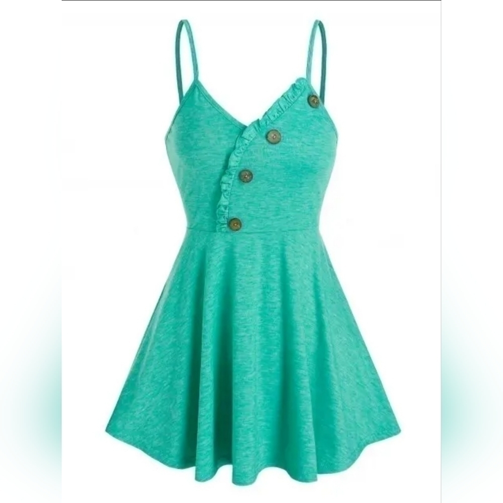 Mint green mock  button tank top size 6